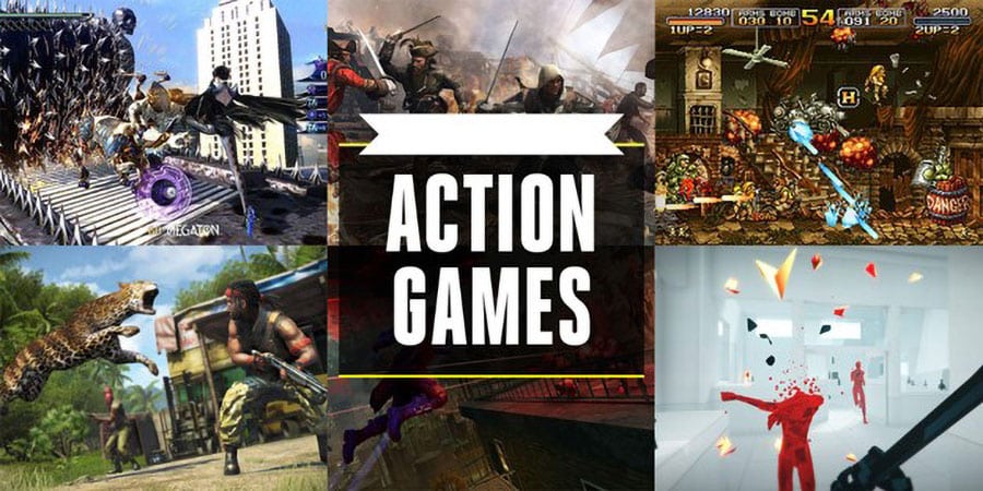 a Picture showing many Action Games, it’s really useful to learn what is the most popular type of game.