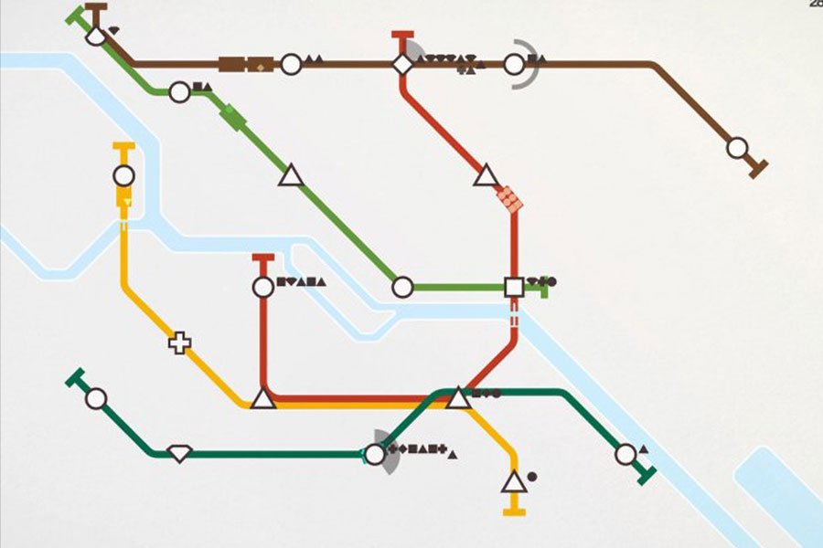 an in Game picture of Mini Metro, one of the most popular offline ios games.