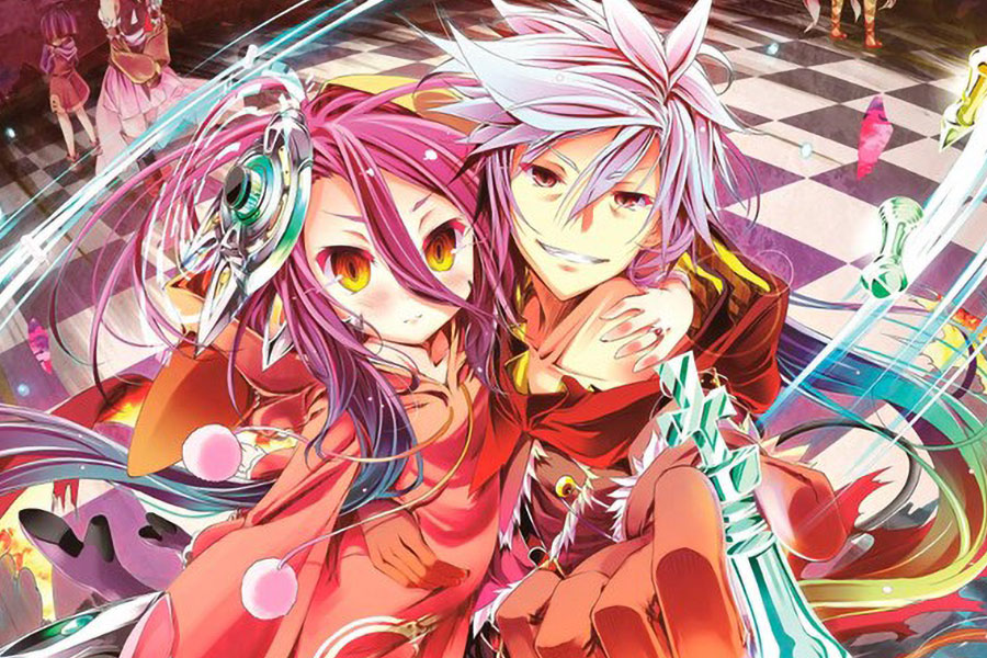 Picture of The main characters of No Game No Life, one of the best anime for gamers.