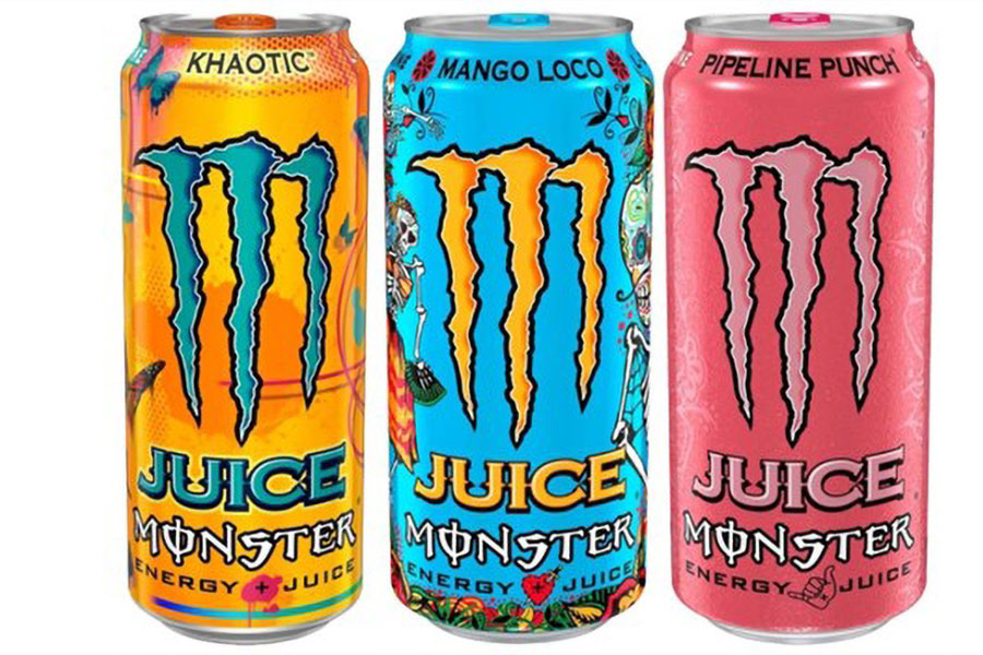 Picture of Monster Energy in many Flavors, one of the best energy drink for gaming.