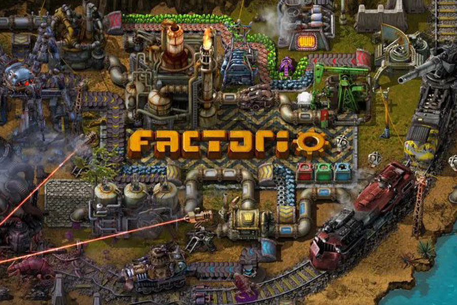 One of official Pictures of Factorio, one of the games you can play while listening to a podcast.