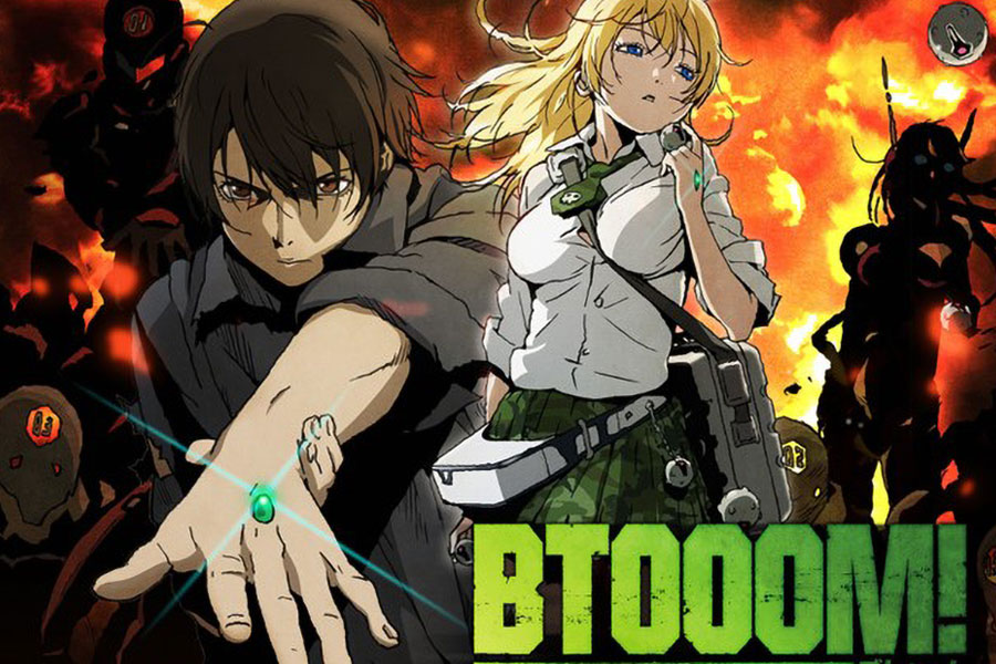 Picture of The main characters of Btooom!, one of the best anime for gamers.