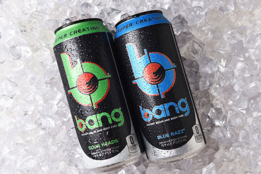 Picture of Two cans of Bang Energy, one of the good energy drinks for gaming.