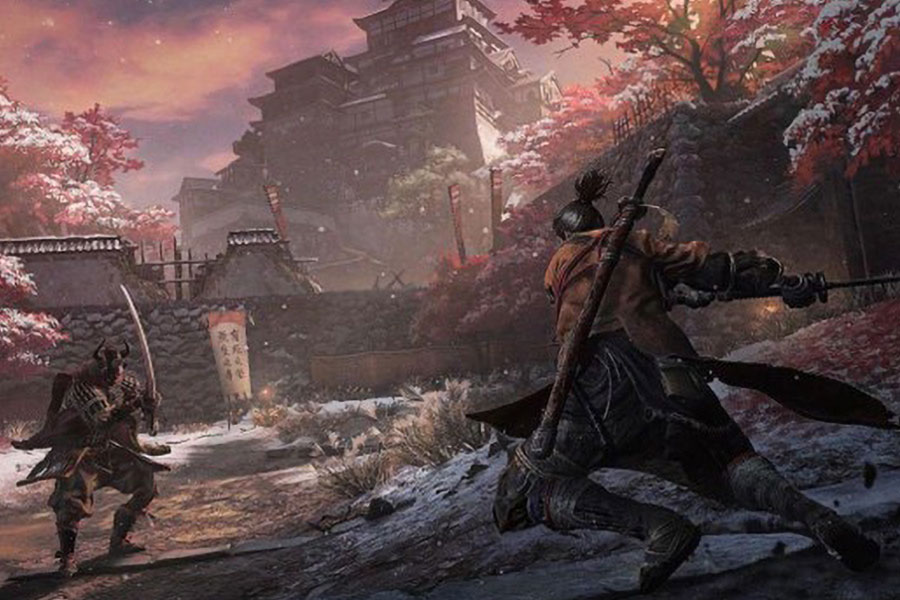 picture of sekiro preparing to fight. sekiro is one of The World's Hardest Games