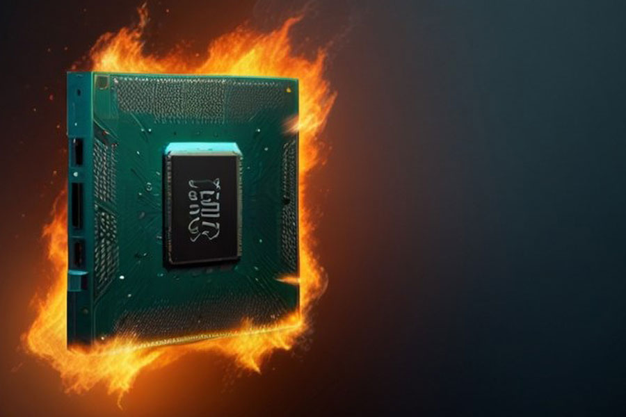 Picture of CPU burning with heat. if you don’t pay attention to cpu temperature while gaming, it can cause some serious damage.