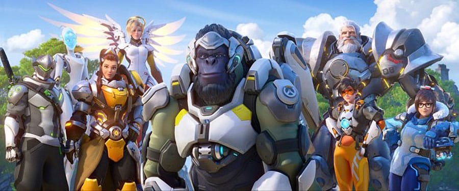 a Picture of Overwatch 2 with its many Heroes, One of the best games to stream on twitch 2024.