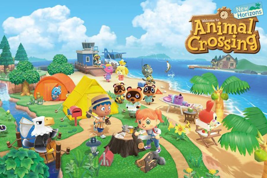 an Official picture of Animal Crossing: New Horizons with its many characters, One of the best games to stream on twitch 2024.