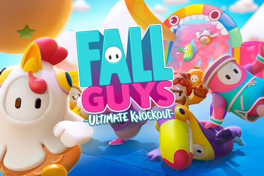 an Official picture of Fall Guys: Ultimate Knockout with its many characters, One of the best games to stream on twitch 2024.