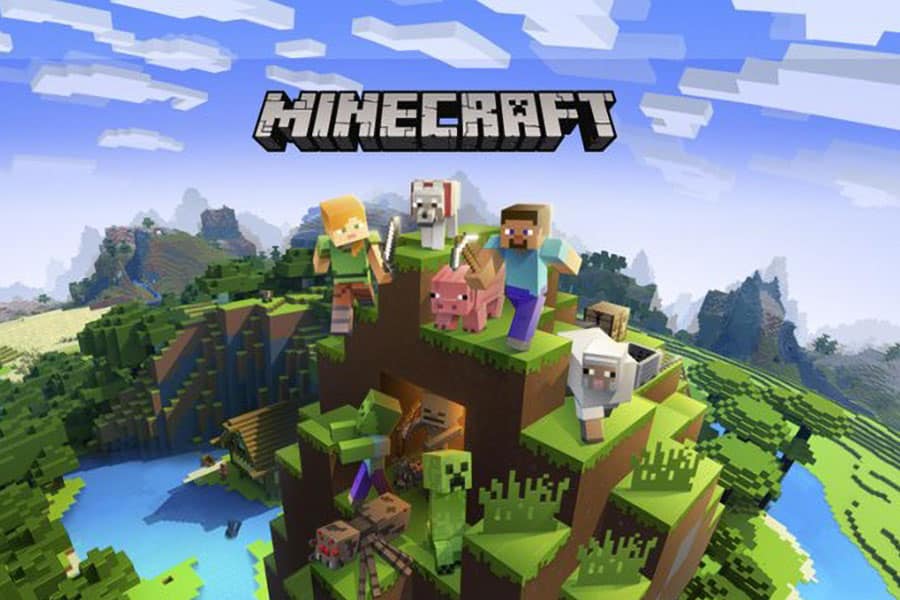 a Picture of Minecraft with its many Characters, One of the best games to stream on twitch 2024.