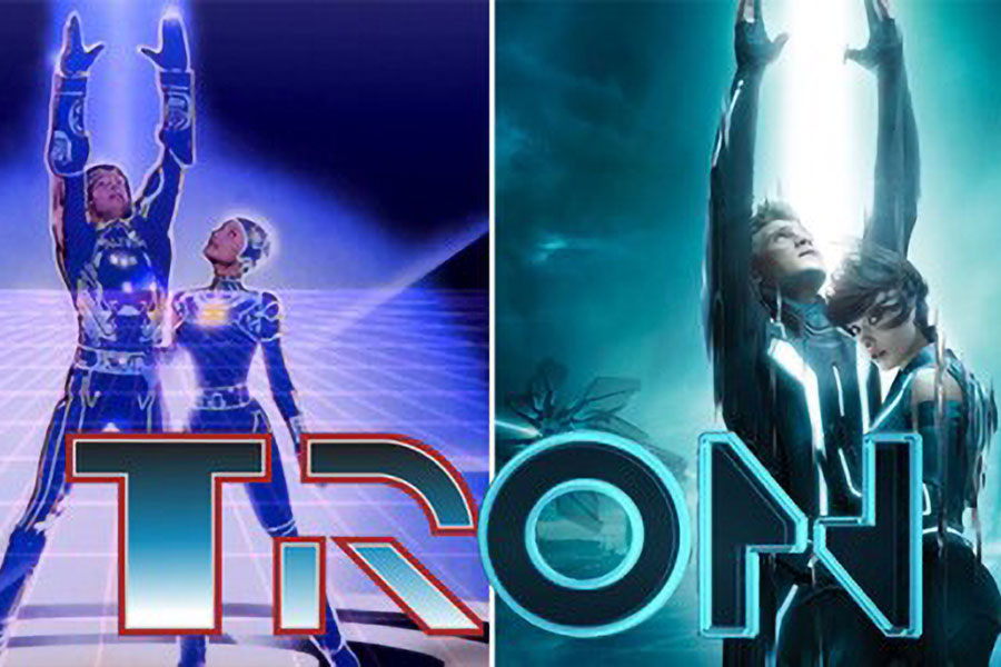 poster of the two mainline movies of the Tron series, two of the best movies for gamers.