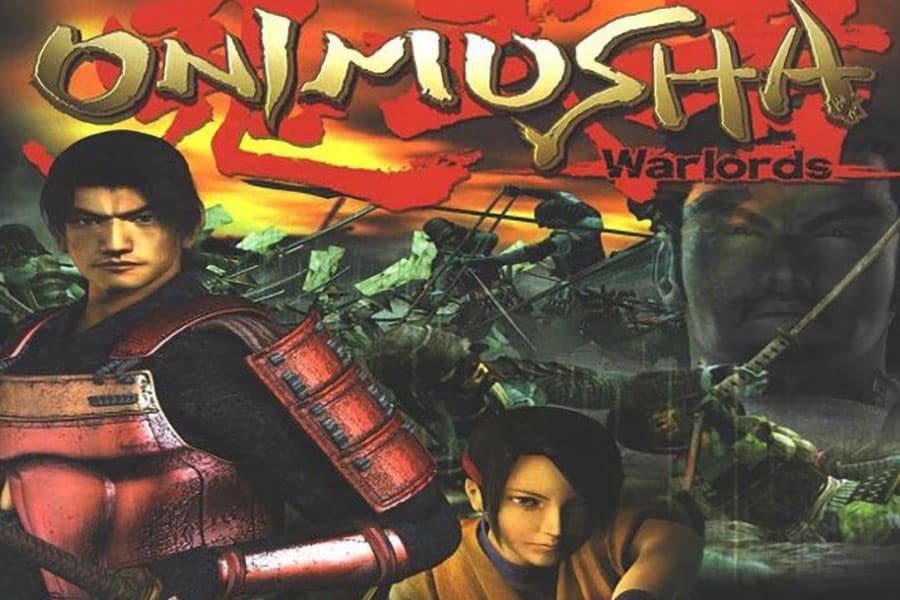 A poster of Onimusha Warlords game among the best samurai games for pc.