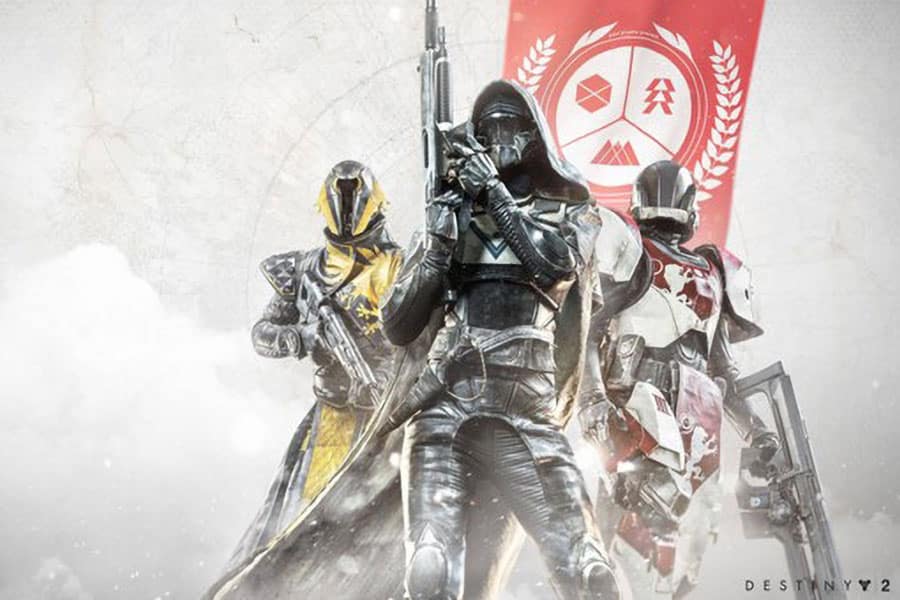 The Official Picture of Destiny 2 with its many classes, One of best war multiplayer games for ps4.