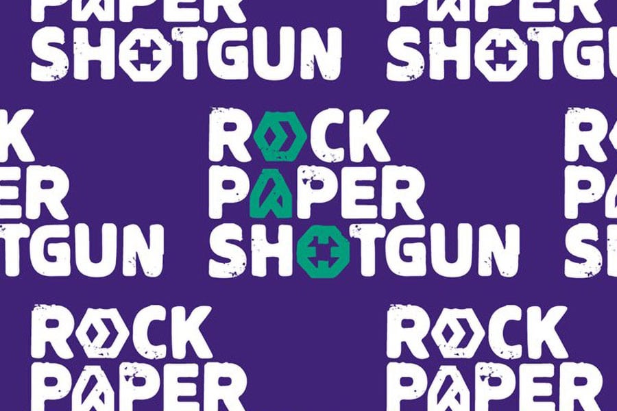 The Official Logo of  Rock, Paper, Shotgun, One of the best websites for gamers.