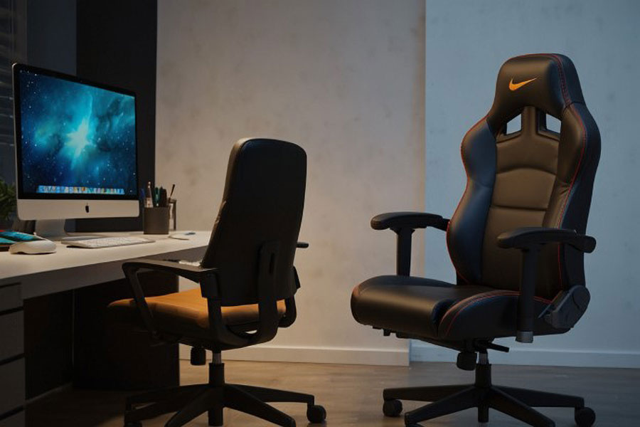 gaming chair vs office chair in the office environment.