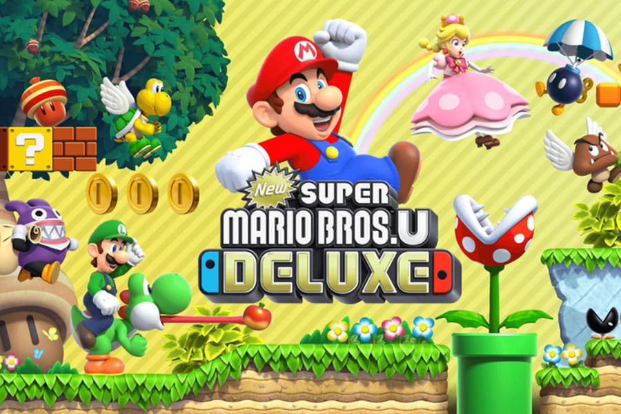 The Official Picture of New Super Mario Bros. U Deluxe, One of Nintendo Switch Games for kids.