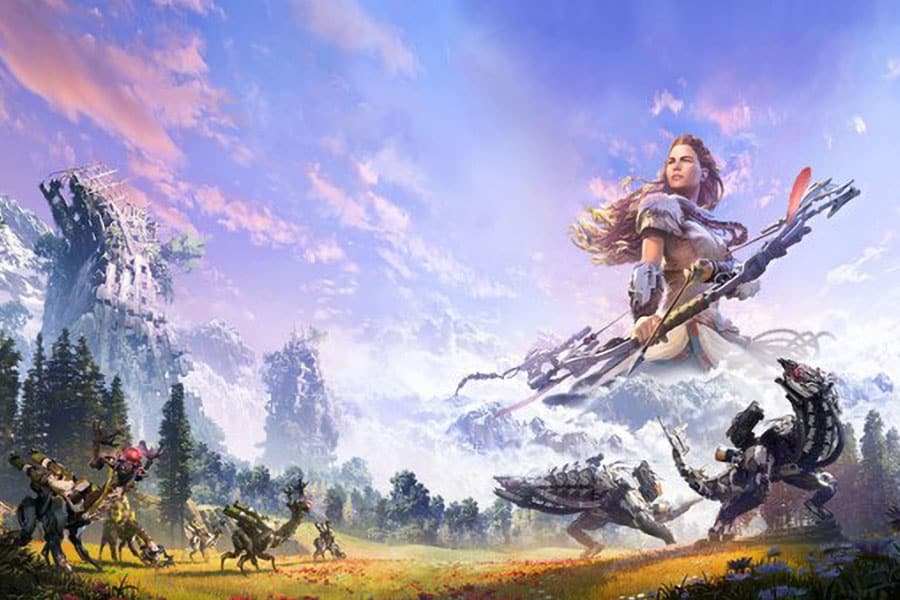 an Official picture of Horizon Zero Dawn with the main character Aloy, One of games gamer girls play.