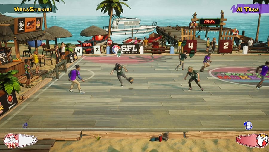 A wallpaper of Street Power Soccer, showing its gameplay.