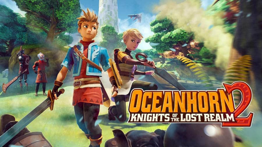 The Official Picture of Oceanhorn 2: Knights of the Lost Realm with its characters, One of best aaa games on ios.