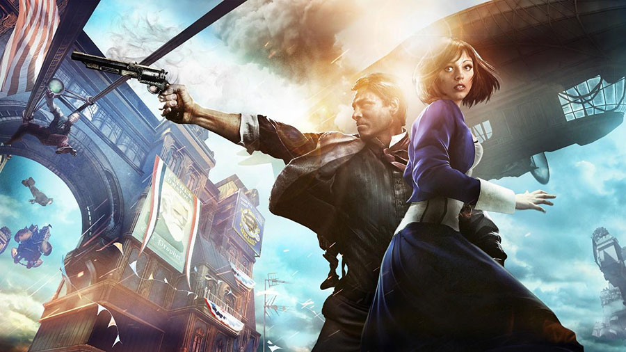 The Official Picture of Bioshock Infinite with Booker and Elisabeth, One of best aaa games on mac.