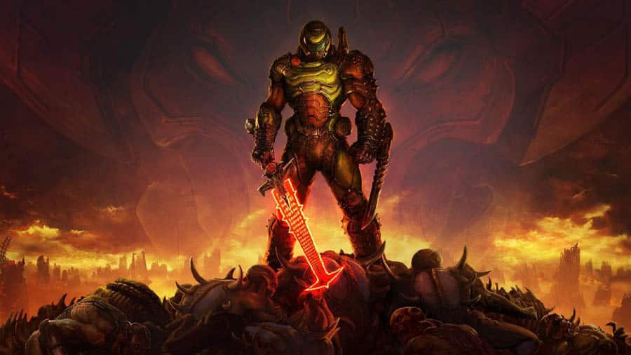 The Official Picture of Doom Eternal with Doom Slayer, One of best aaa games on xbox.