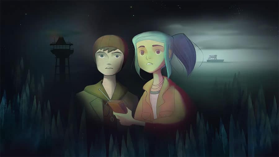 The Official Picture of Oxenfree featuring its characters, One of best adventure games for android.