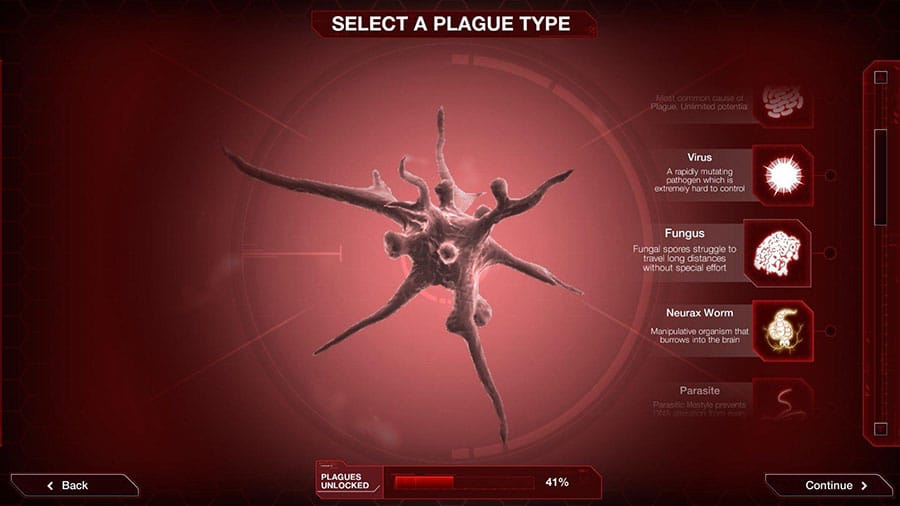 In game picture of Plague Inc., One of best android games for airplane mode.