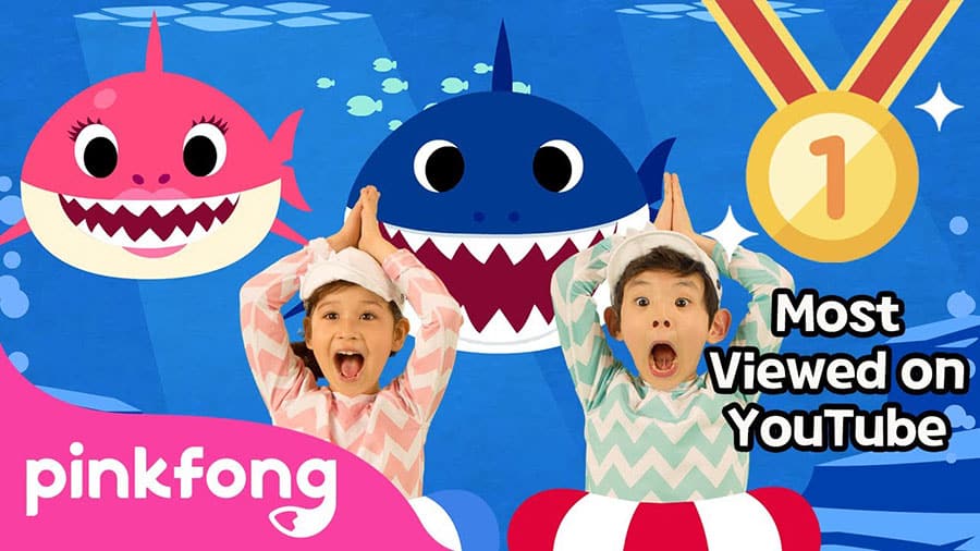 Screenshot of Baby Shark Best Kids Songs showing the Baby Shark character and music games.