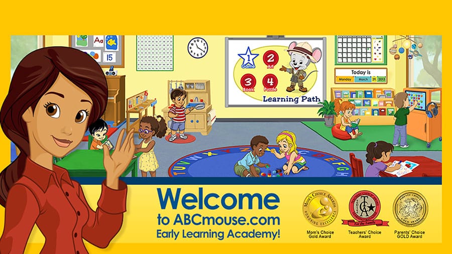 Screenshot of ABCmouse.Com showing interactive learning activities for kids.