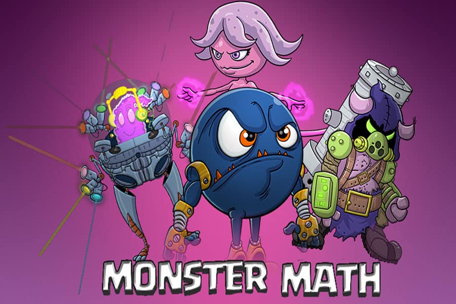 The Official Picture of Monster Math with its characters, One of best free ipad games for 8 year olds.