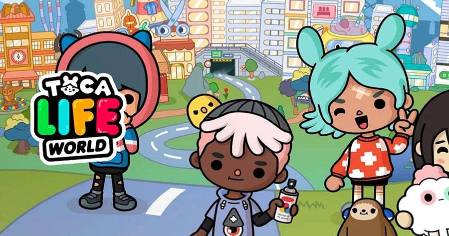 The Official Picture of Toca Life: World with its characters, One of best free ipad games for 8 year olds.