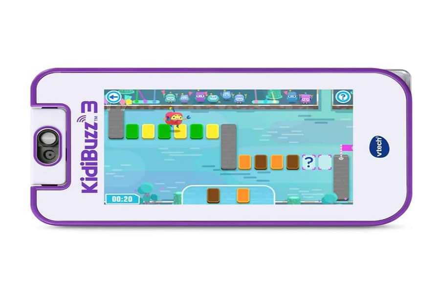 The VTech KidiBuzz 3 is a combination of a gaming console and a mobile phone that includes educational games for children.