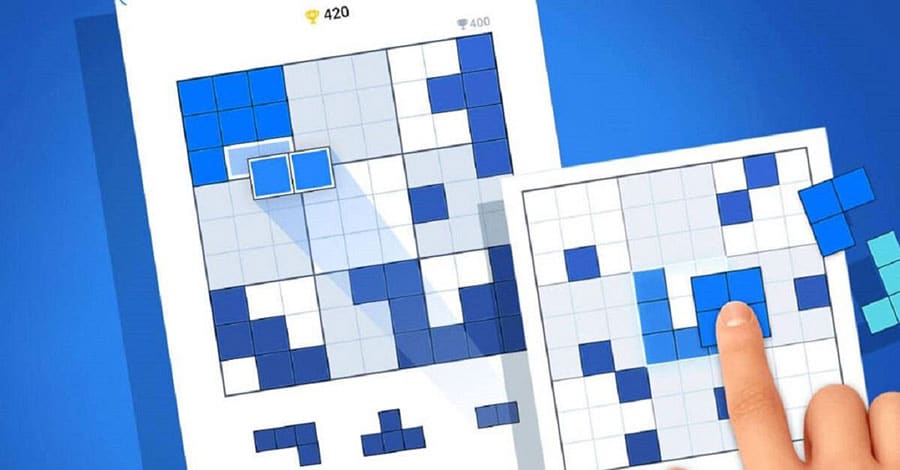 In game picture of BlockuDoku, One of best iphone puzzle games for airplane mode.