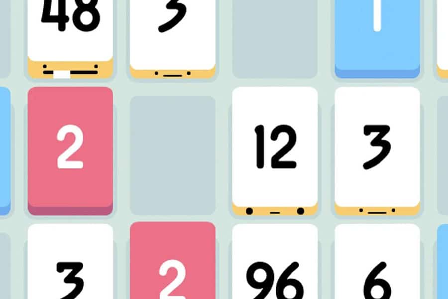 In game picture of Threes!, One of best iphone puzzle games for airplane mode.