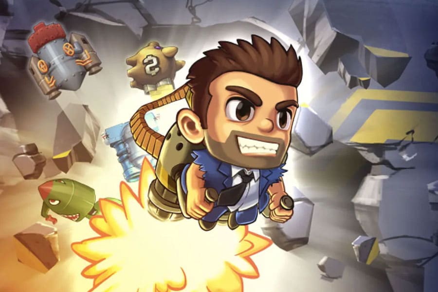 The Official Picture of Jetpack Joyride featuring its main character, One of best running games for android.