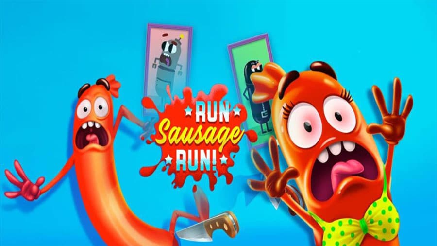 The Official Picture of Run Sausage Run! with its characters, One of best running games for android.