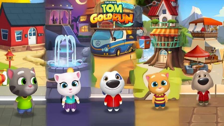 The Official Picture of Talking Tom Gold Run featuring its characters, One of best running games for android.