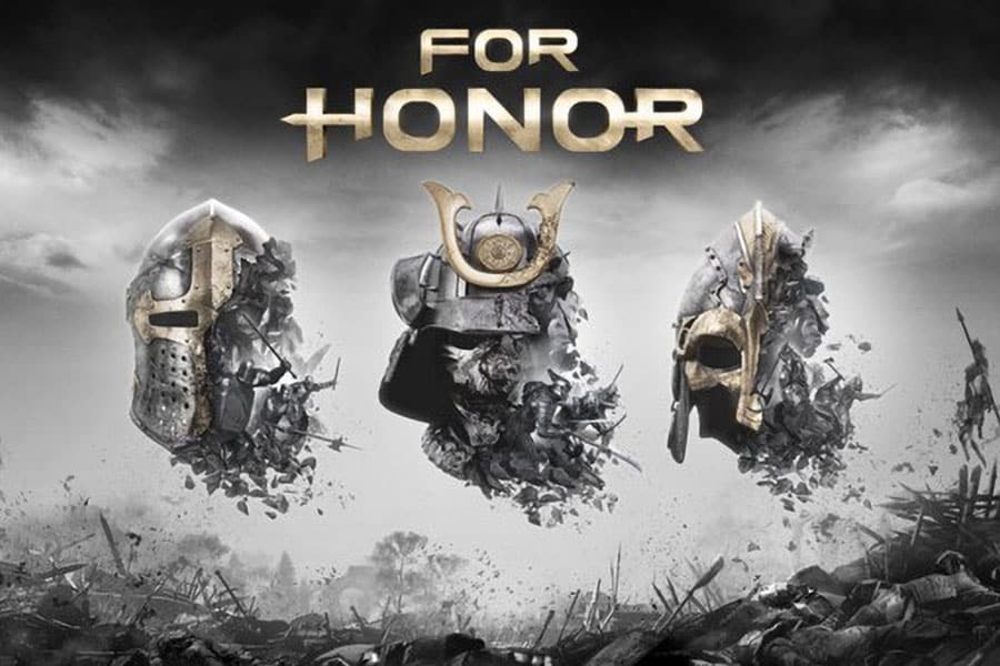 The Official Picture of For Honor featuring different class helms, One of best samurai games PS5.