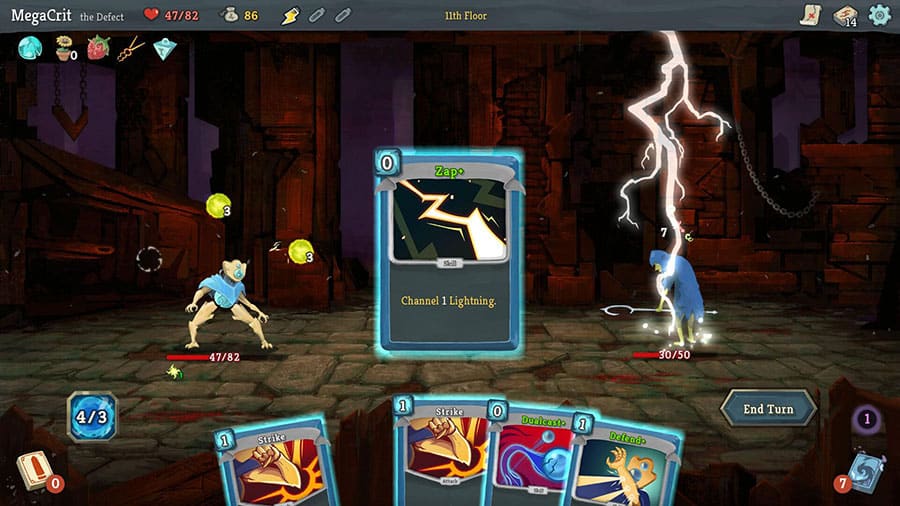 in game picture of Slay the Spire, One of best steam games to play while watching tv.