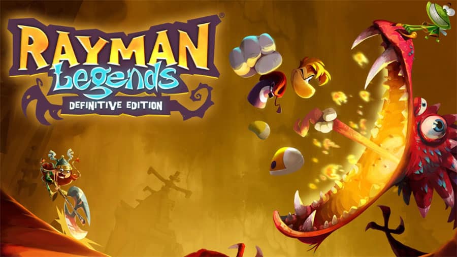 Rayman Legends official poster showing the game’s main character aka Rayman fighting enemies.