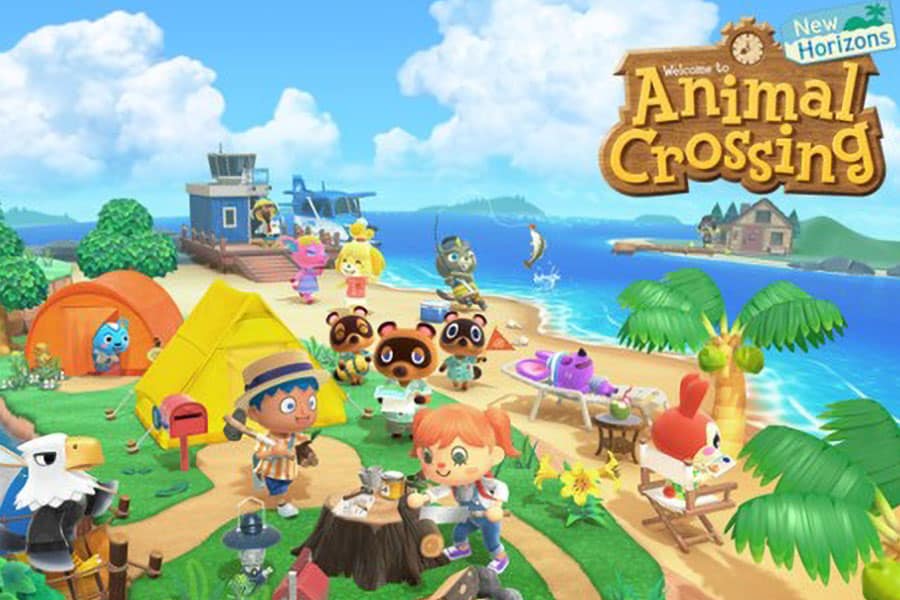 Poster of Animal Crossing: New Horizons showing the games happy and friendly characters.