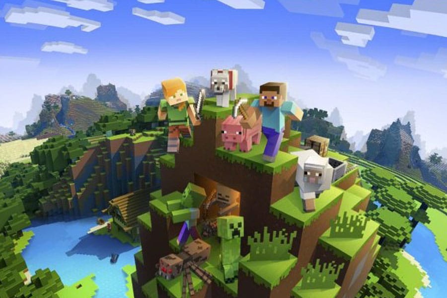 The Official Picture of Minecraft with its characters and visual elements, One of best video games for engineers.