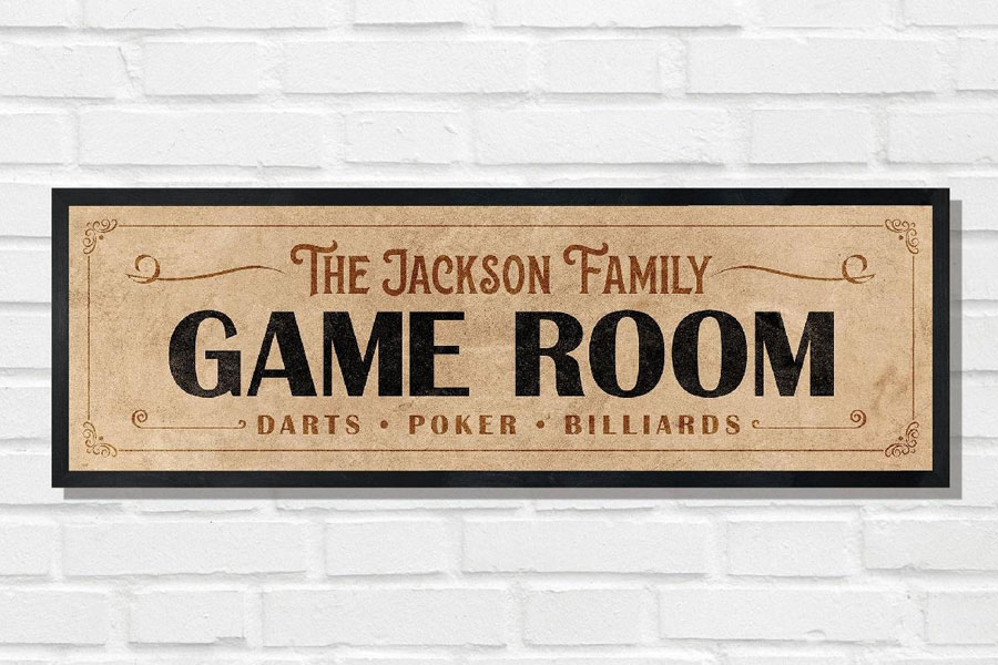 Picture of a Customizable Game Room Sign, a birthday gift for video gamer.