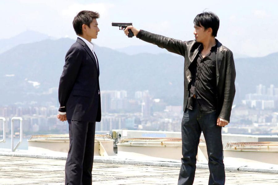 A Picture of Infernal Affairs with its characters, One of chinese movies for gamers.