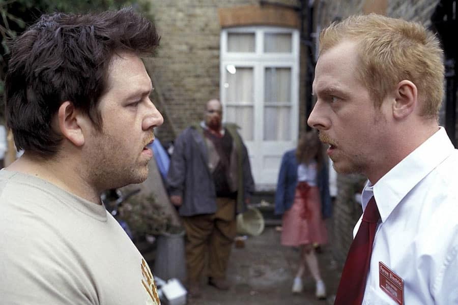 a picture of Shaun of the Dead with its main characters, one of comedy movies for gamers.