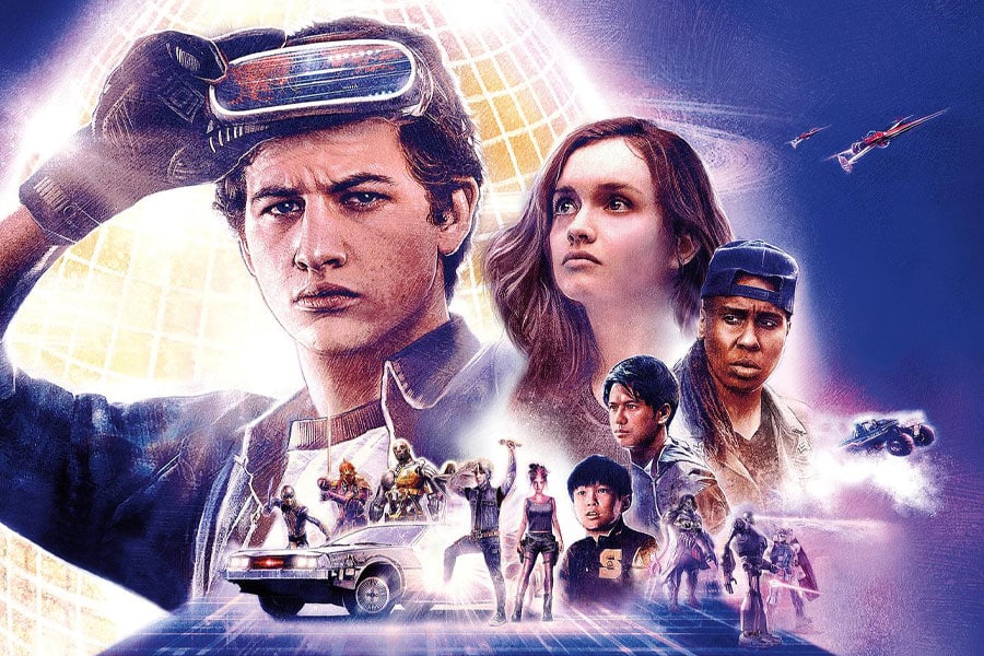 official poster of ready player one with its characters, one of comedy movies for gamers.