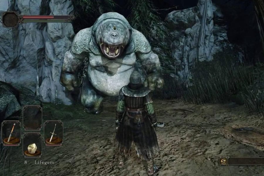 A Picture of The Ogre from Dark Souls, One of The easiest boss fights in video games.