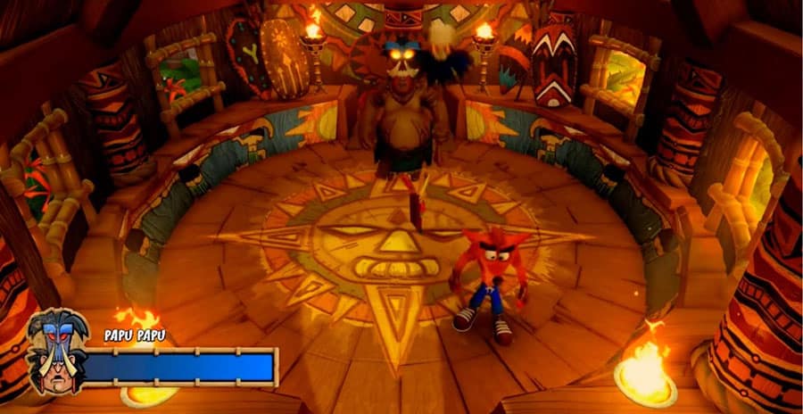 A Picture of Papu Papu from Crash Bandicoot, One of The easiest boss fights in video games.