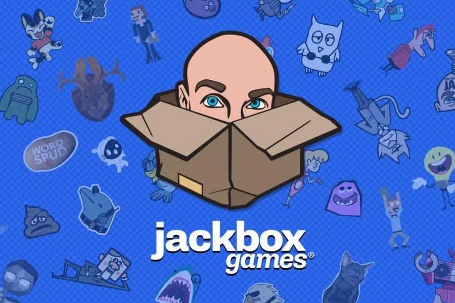 A group of friends playing a trivia game from the Jackbox Party Pack on TV.