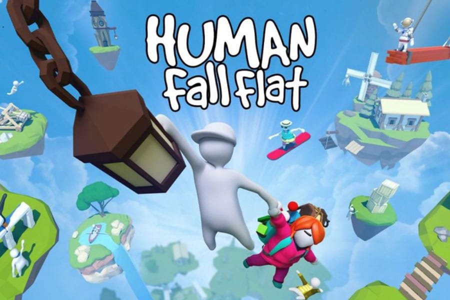 Clumsy characters solving puzzles in Human: Fall Flat.