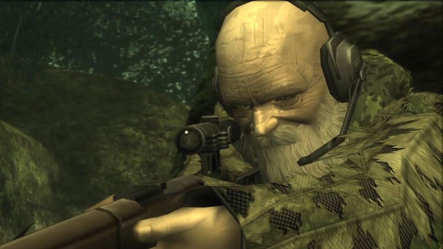 a picture of The End from Metal Gear Solid 3: Snake Eater, One of The hardest boss fights in games.